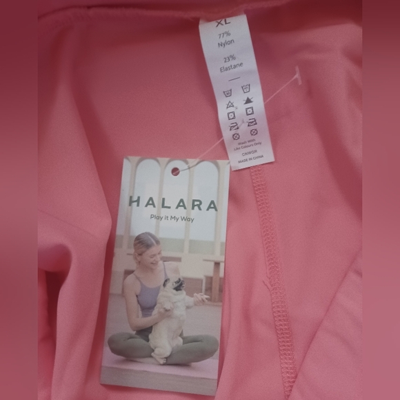 HALARA Midrise Tie Side A-Line 2 In 1 Pocket Mini Skirt In Shell Pink Sz XL NWT - Picture 6 of 6